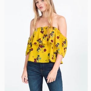 Zara Off the Shoulder Floral Top Size Small